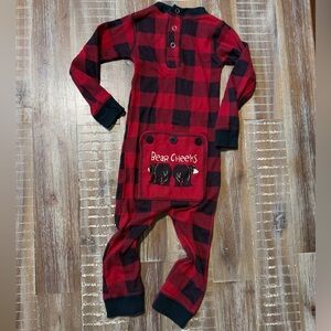 Flap Jack Baby Toddler Red One Piece " Bear Bottom" Romper pajama 18 months